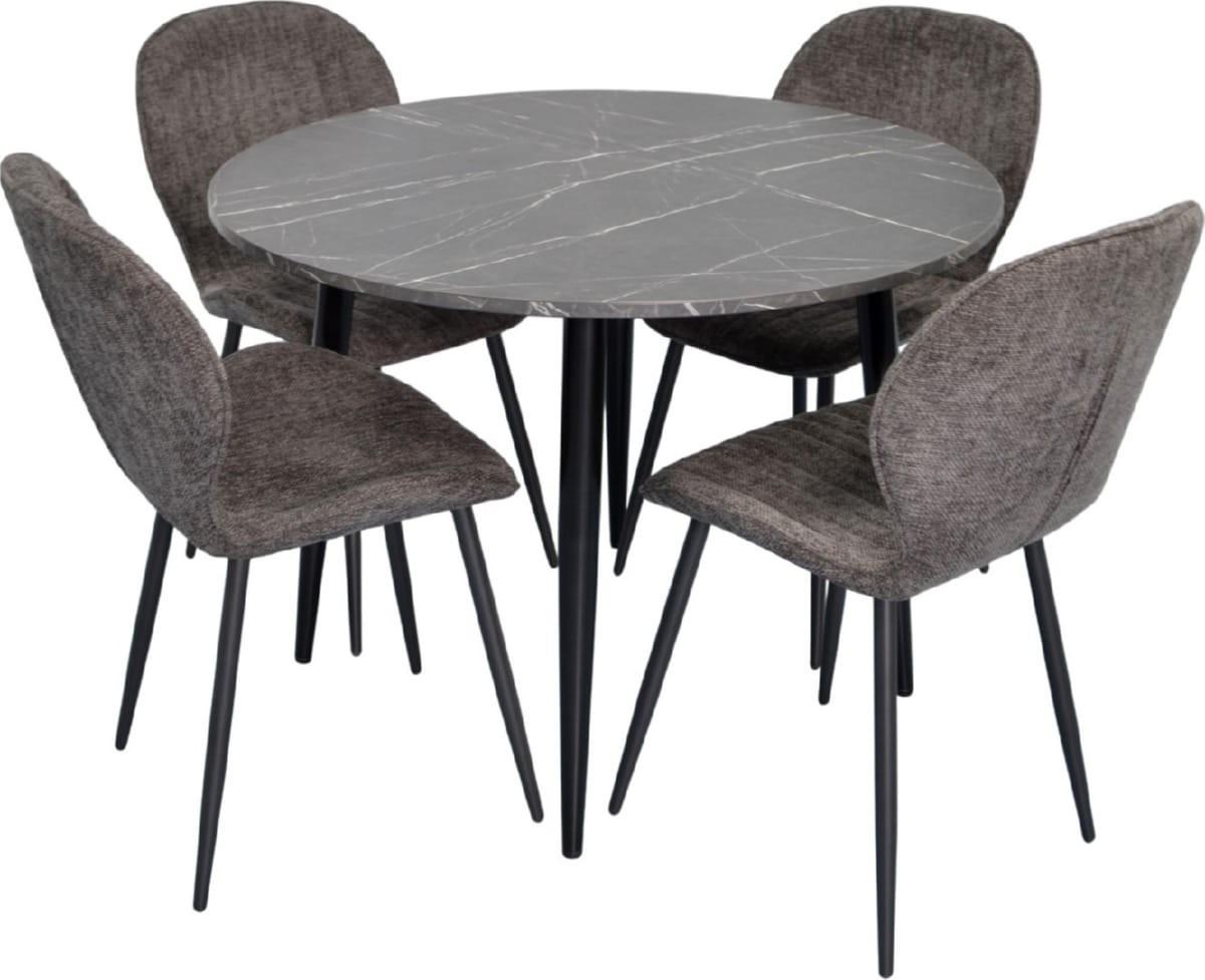 Set de masa si scaune Evelin DT 402-6B + 4 scaune YTC-064B UF885-15 (Dark Grey)