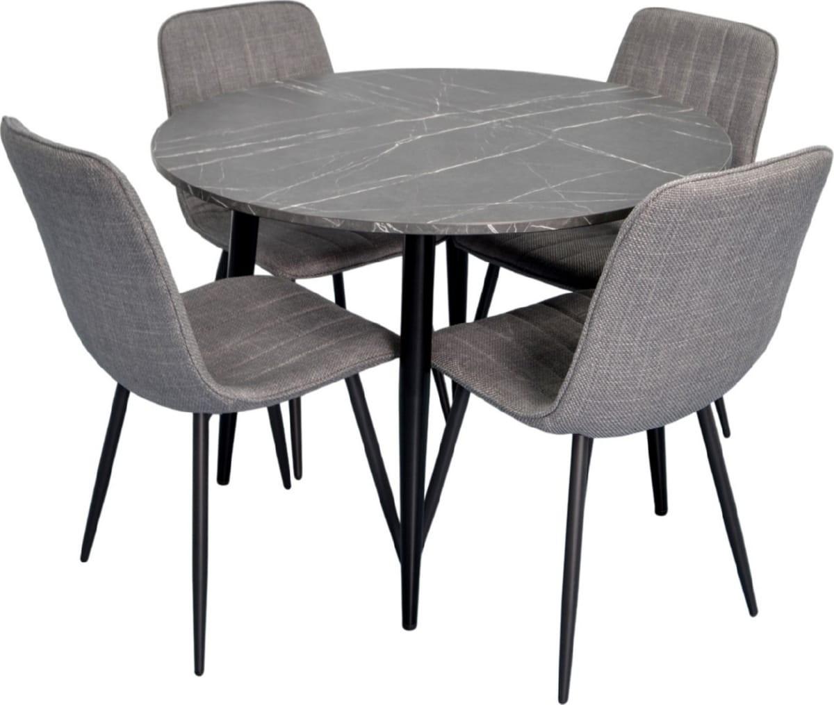 Set de masa si scaune Evelin DT 402-6B + 4 scaune YTC-078B BJORN-13 (Grey)