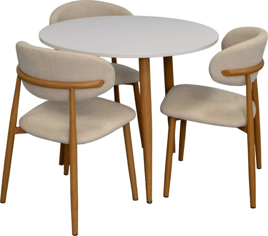 Set de masa si scaune Evelin DT 404-1Wo + 3 scaune QT-284 Wo / UF885-02 (Light Beige)
