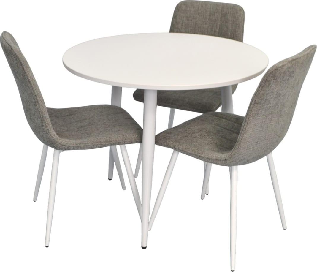 Набор стол и стулья Evelin DT 404-5Wh + 3 стула YTC-078 Wh / UF885-14 (Grey)