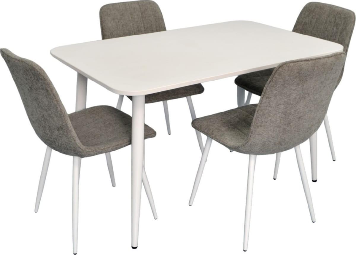 Набор стол и стулья Evelin DT 405-4Wh + 4 стула YTC-078 Wh / UF885-14 (Grey)