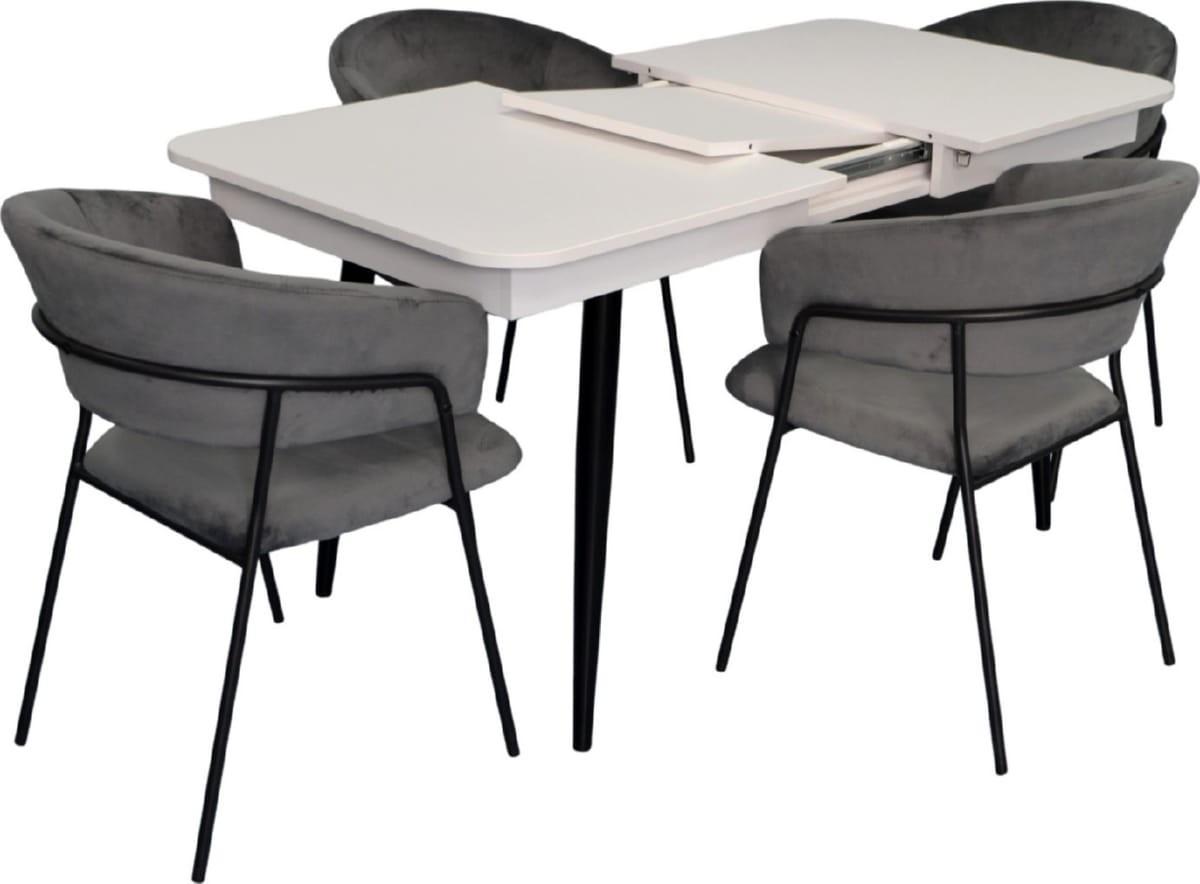 Набор стол и стулья Evelin DT 432-1R B + 4 стула YTC-097B UF BLU-14 (Dark Grey)
