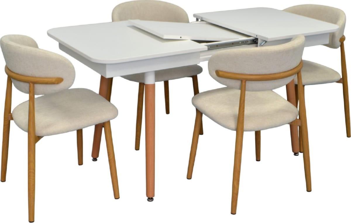 Набор стол и стулья Evelin DT 432-1R Wo + 4 стула QT-284 Wo / UF885-02 (Light Beige)