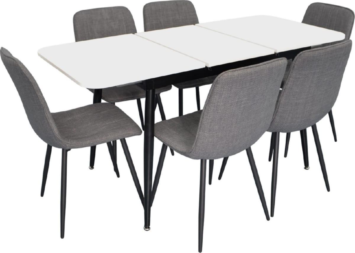 Набор стол и стулья Evelin DT 531R B + 6 стула YTC-078 B / BJORN-13 (Grey)