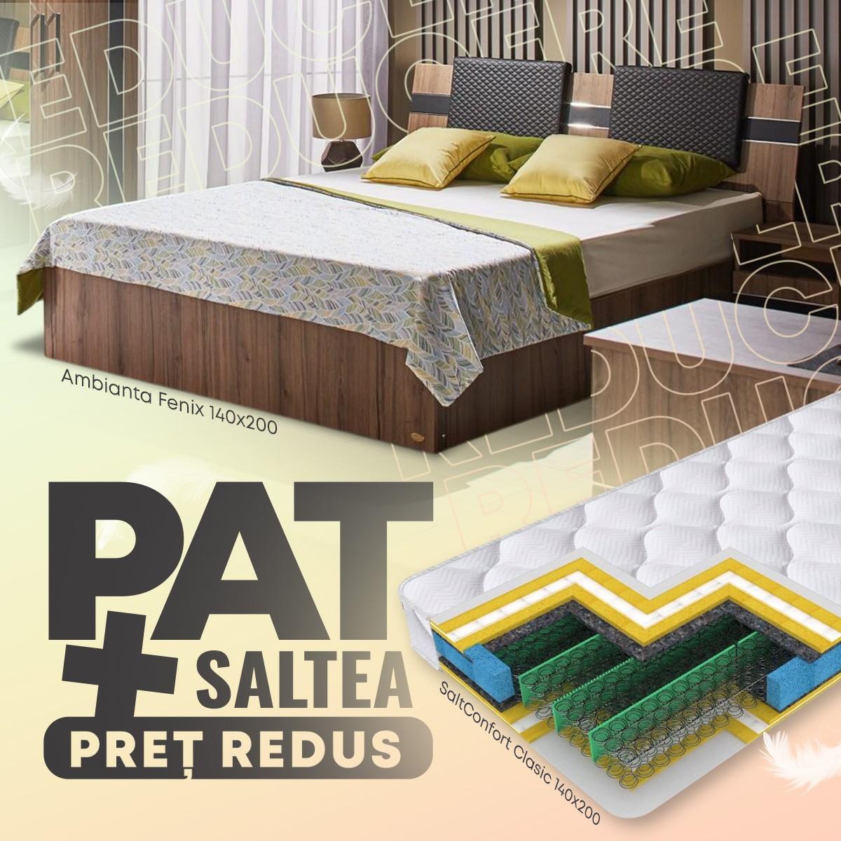 Pat Ambianta Fenix 1.4 m Nuc + Saltea Salt Confort Clasic 140x200