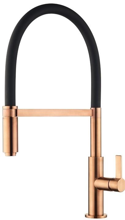 Кран для кухни Helika 7003-C Copper+black silicon hose