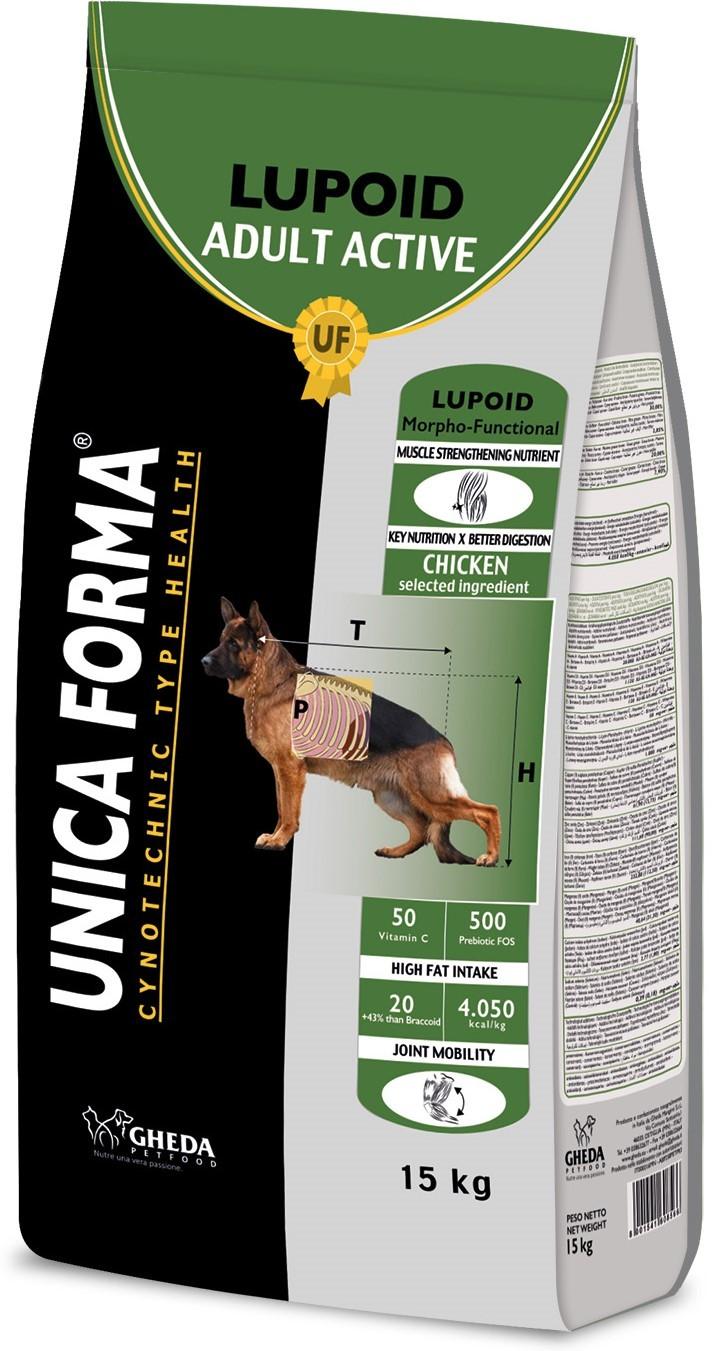 Hrana uscata pentru caini Gheda Unica Forma Lupoid Adult Active 15kg