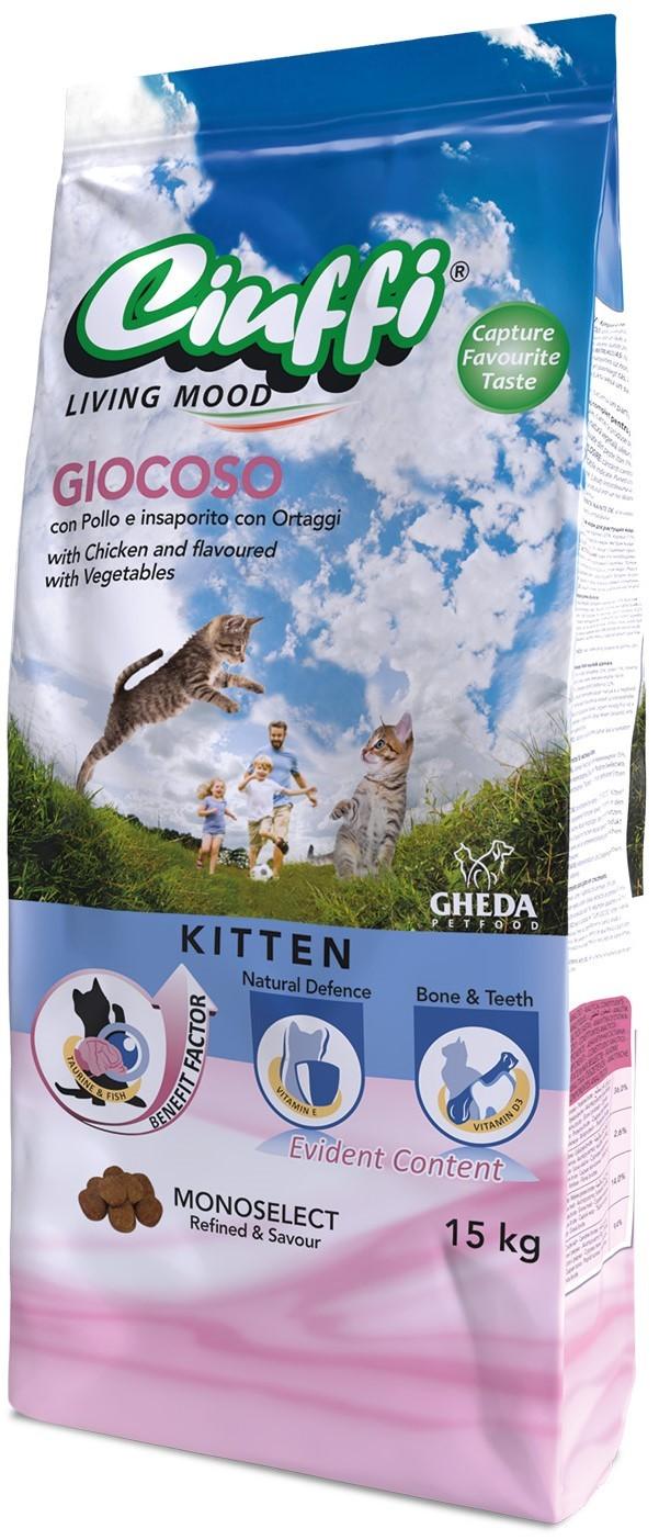 Сухой корм для кошек Ciuffi Giocoso Kitten Chicken & Vegetables 15kg