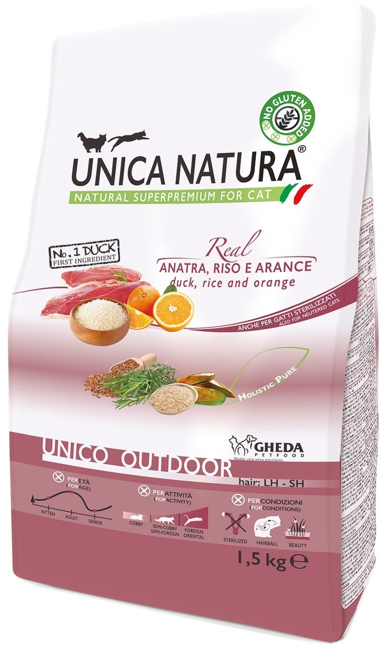 Сухой корм для кошек Gheda Unica Natura Outdoor Duck Rice & Orange 1.5kg