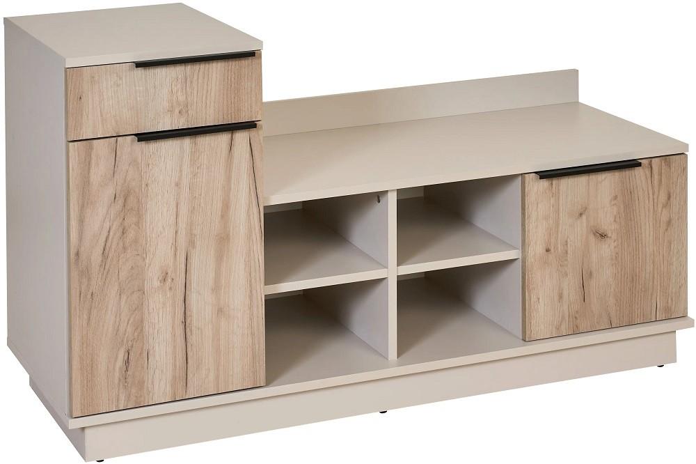 Обувница Modern Visit New 122cm Кашемир (Бежевый)/Дуб Артизан Серый