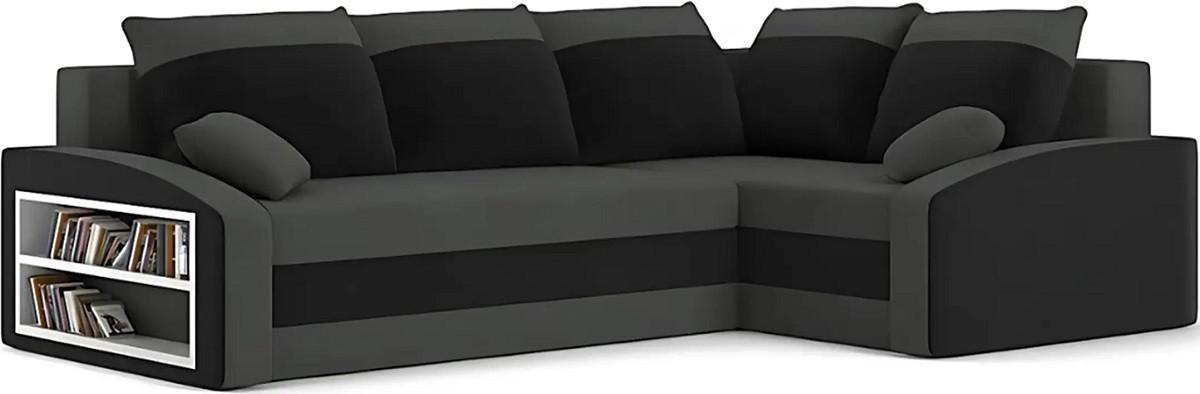 Canapea coltar Magnifico Meble Grande Left Shelf Bonell Mikrofaza 27/Mikrofaza 15 Right Gri/Negru