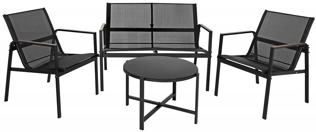 Set mobila de gradina Gardlov 27622 Negru/Lemn (Maro)