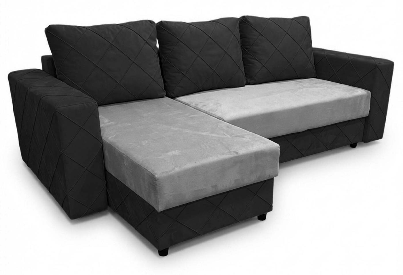 Угловой диван Aurus Cristal 255x150 см (tick-tac) Черный / Серый