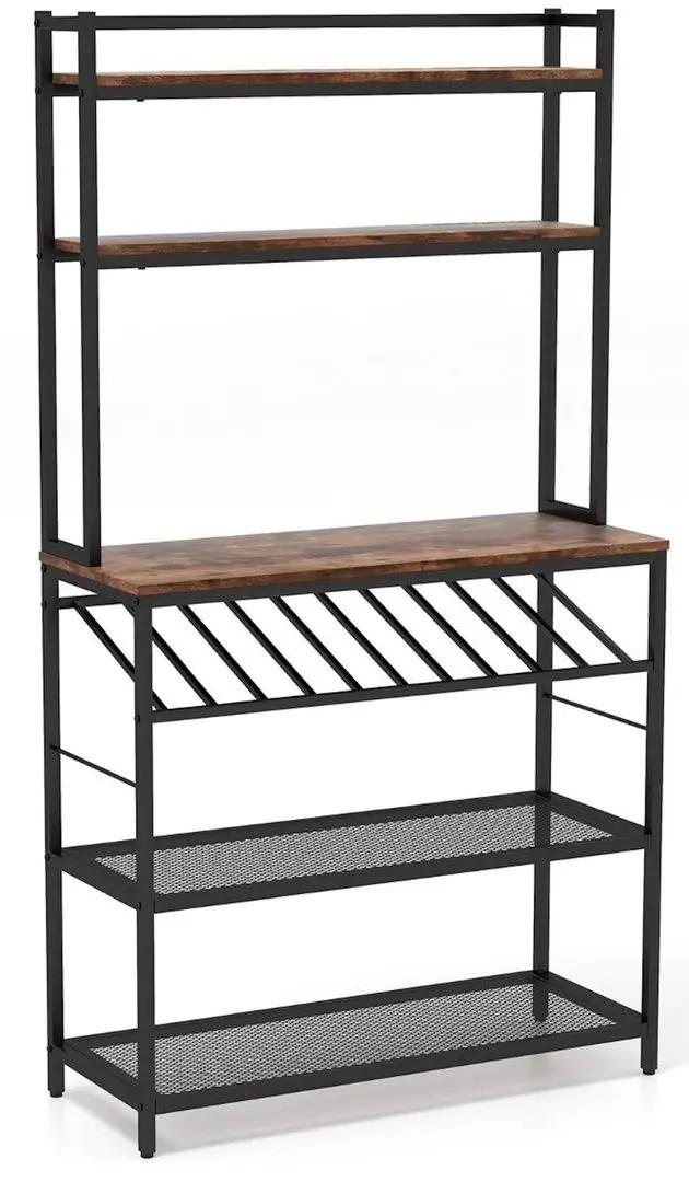Стеллаж Costway KC53460CF Rustic Brown/Black