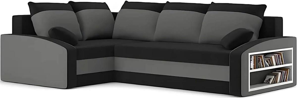 Угловой диван Magnifico Meble Grande Right Shelf Bonell Mikrofaza 15/Mikrofaza 27 Left Черный/Серый