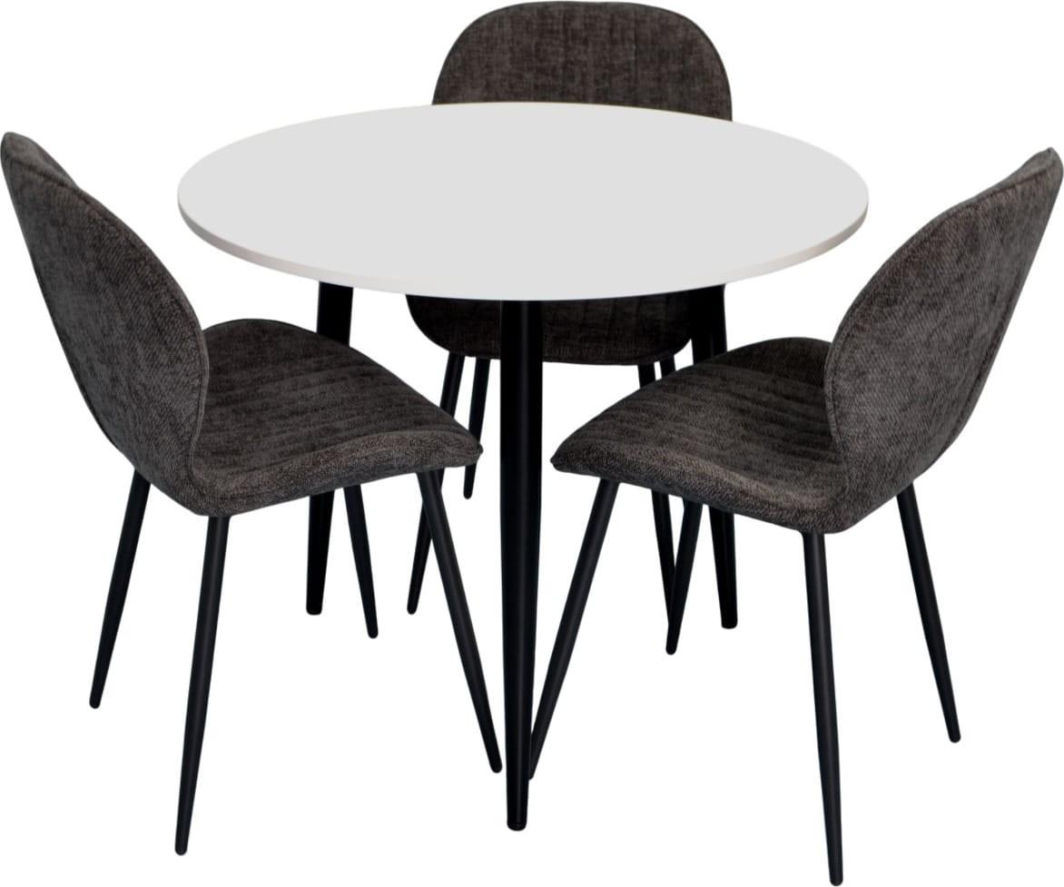 Set de masa si scaune Evelin DT 404-3B + 3 scaune YTC-064 B / UF885-15 (Dark Grey)