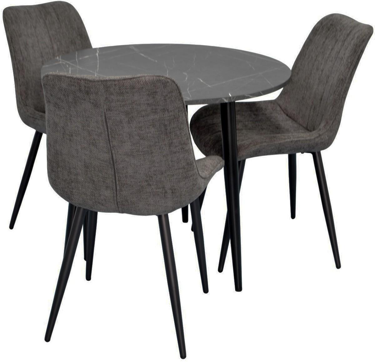 Set de masa si scaune Evelin DT 404-6B + 3 scaune YTC-055 B / UF885-15 (Dark Grey)