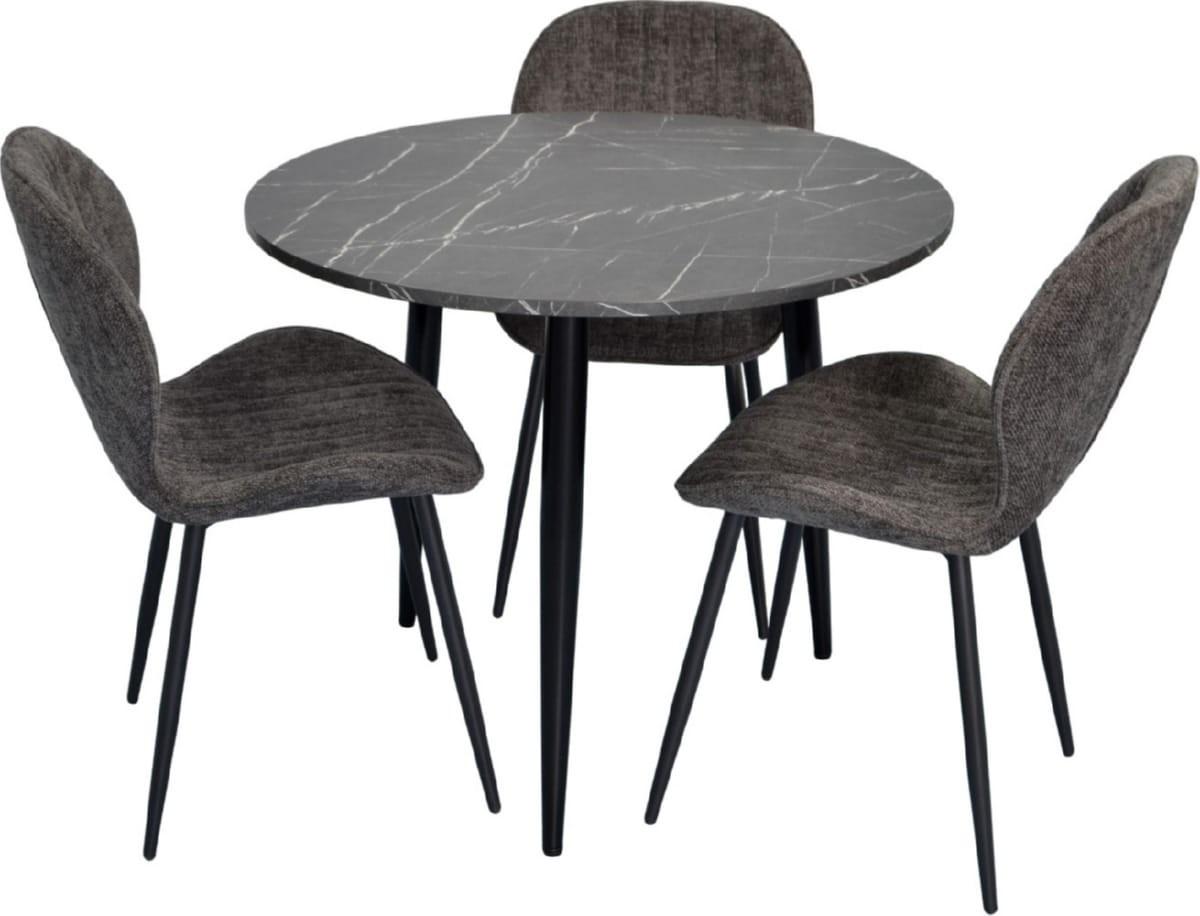 Set de masa si scaune Evelin DT 404-6B + 3 scaune YTC-064 B / UF885-15 (Dark Grey)