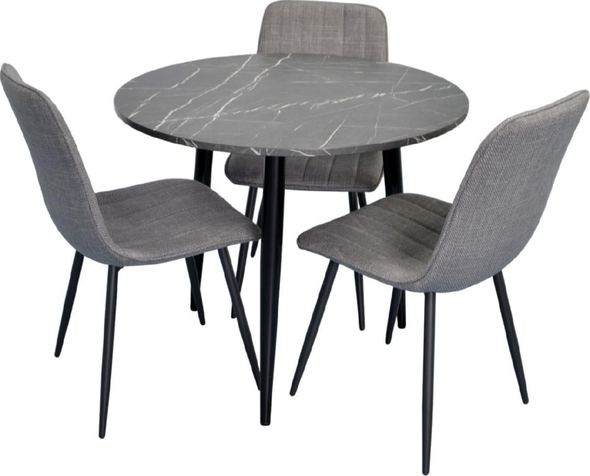 Set de masa si scaune Evelin DT 404-6B + 3 scaune YTC-078 B / BJORN-13 (Grey)