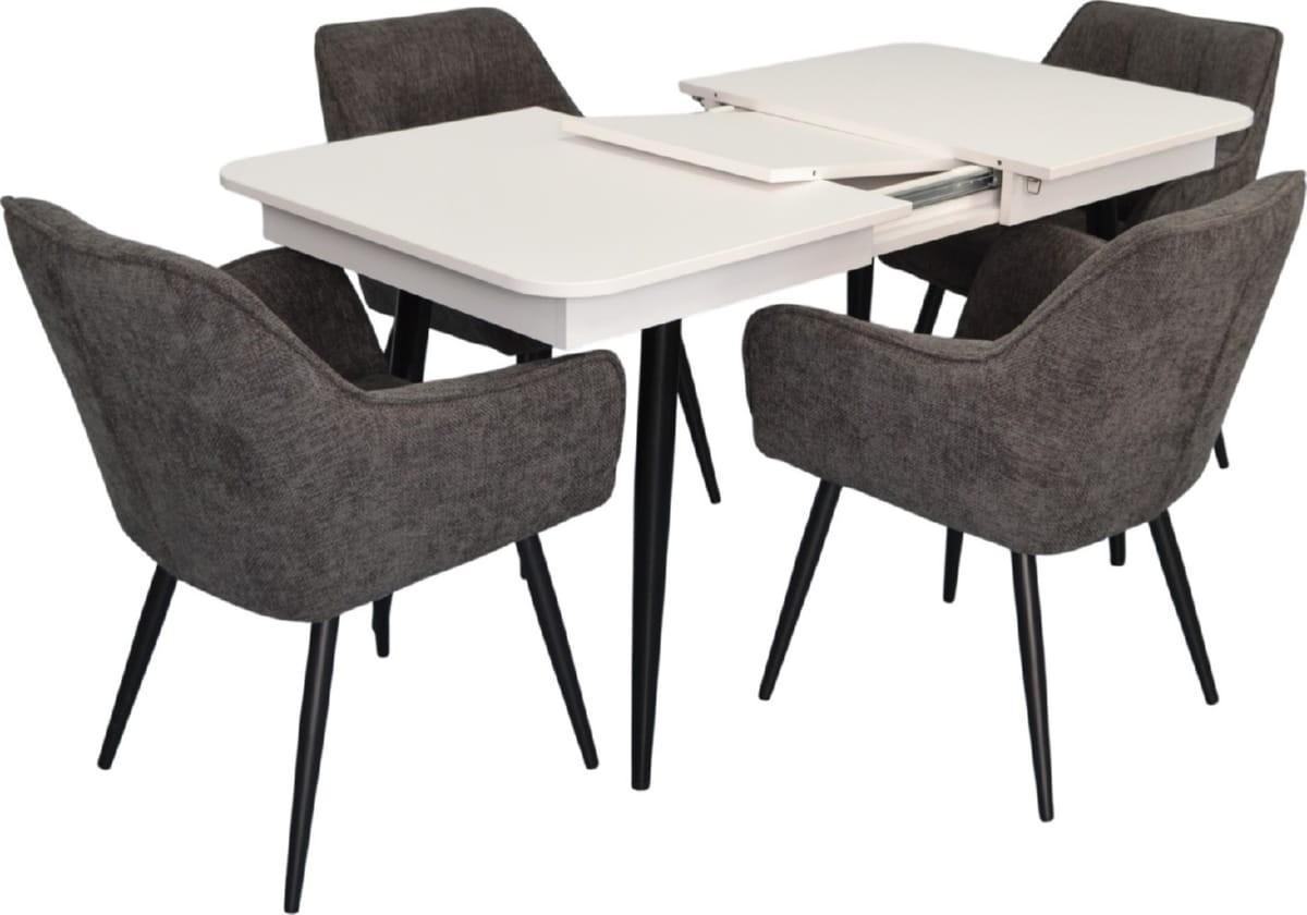 Набор стол и стулья Evelin DT 432-1R B + 4 стула YTC-090 B / UF885-15 (Dark Grey)