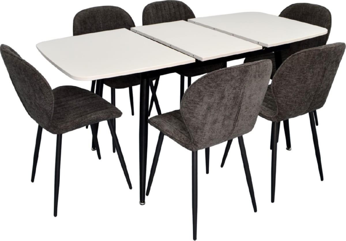 Set de masa si scaune Evelin DT 532R B + 6 scaune YTC-064 B / UF885-15 (Dark Grey)