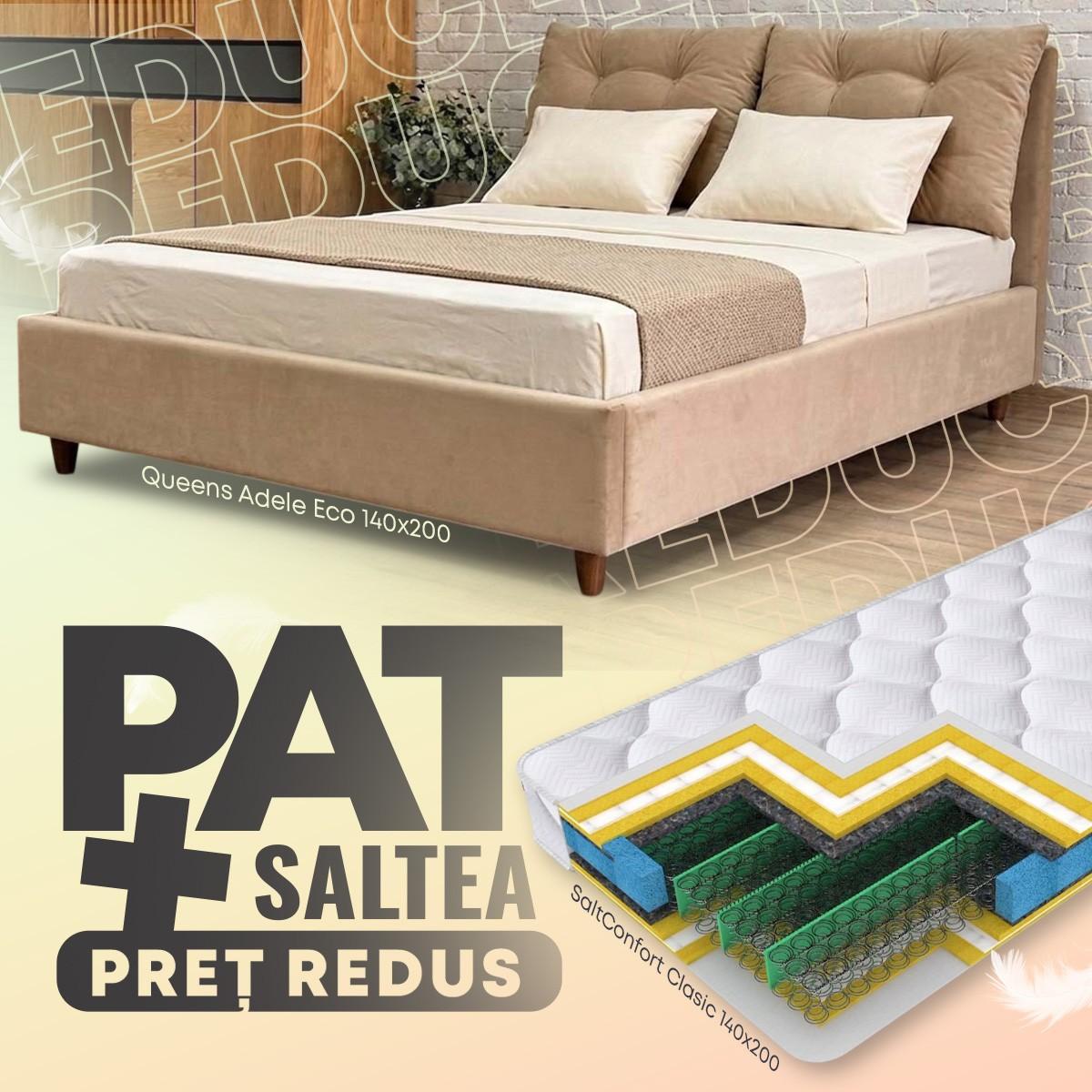 Pat Queens Adele Eco 140x200 + Saltea Salt Confort Clasic 140x200