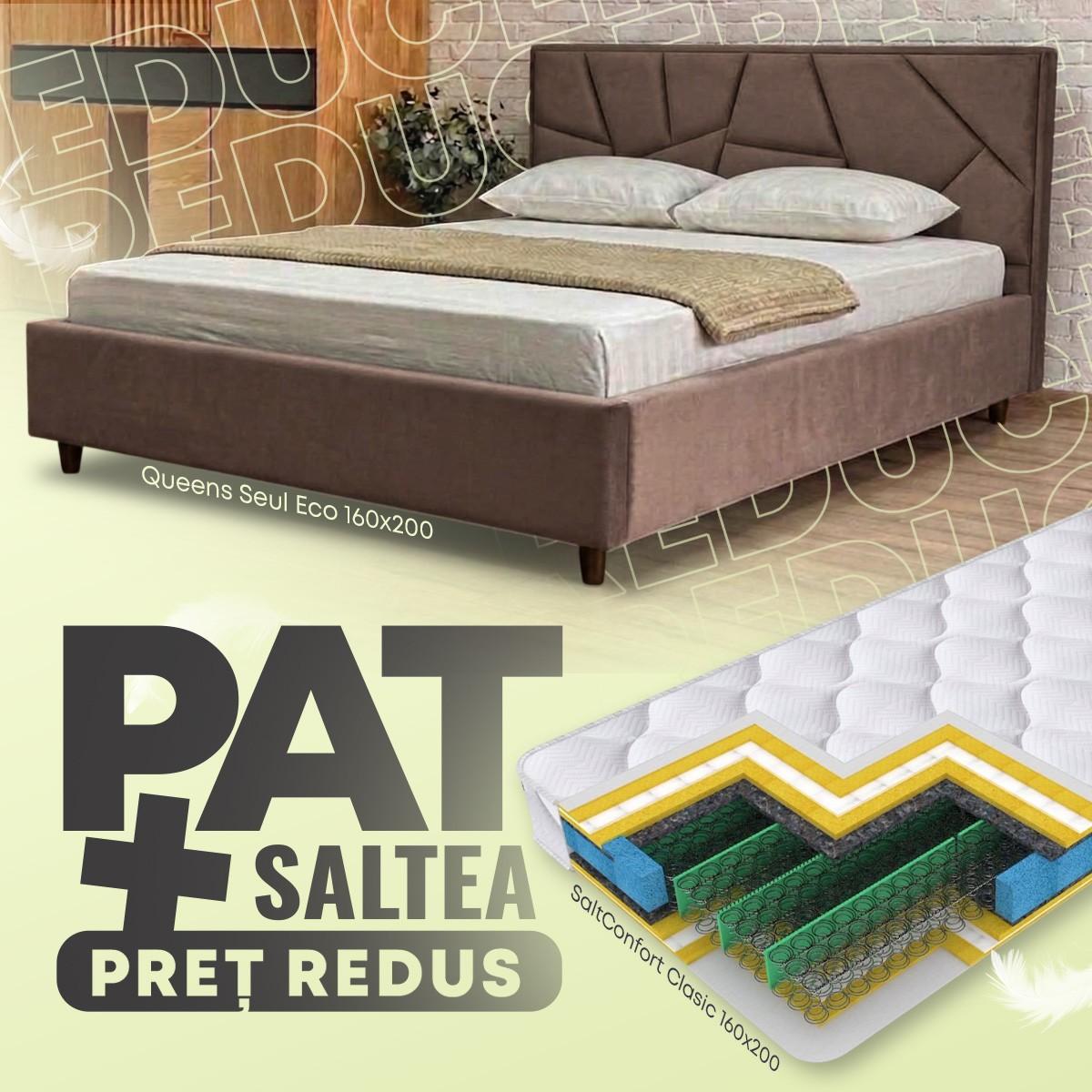 Кровать Queens Seul Eco 160x200 + Матрас Salt Confort Clasic 160x200
