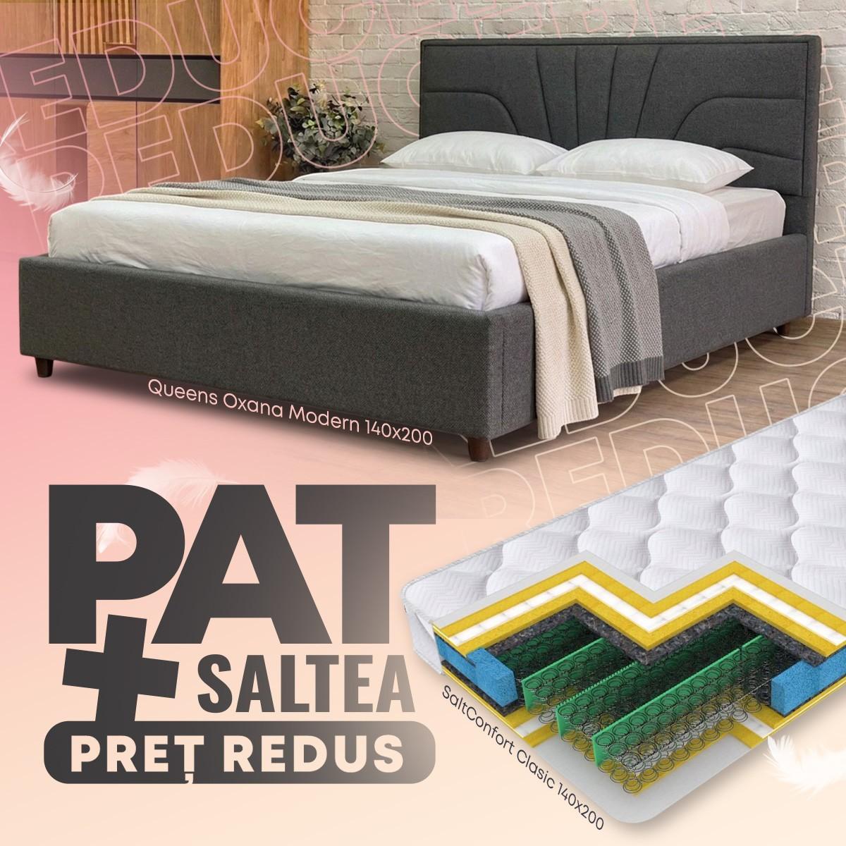 Pat Queens Oxana Modern 140x200 + Saltea Salt Confort Clasic 140x200
