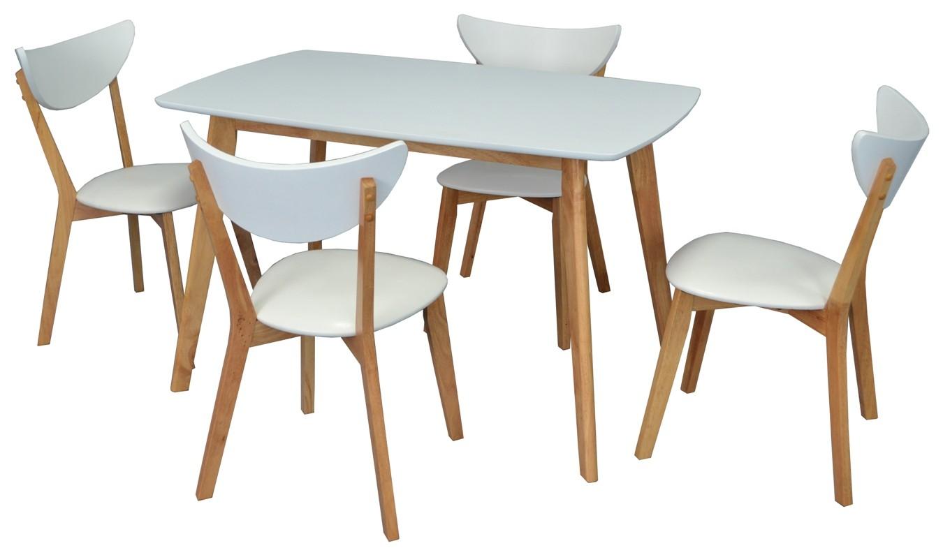 Set de masa si scaune Evelin Cooper White/Bella Beech + 4 scaune Cameroon White/Bella Beech