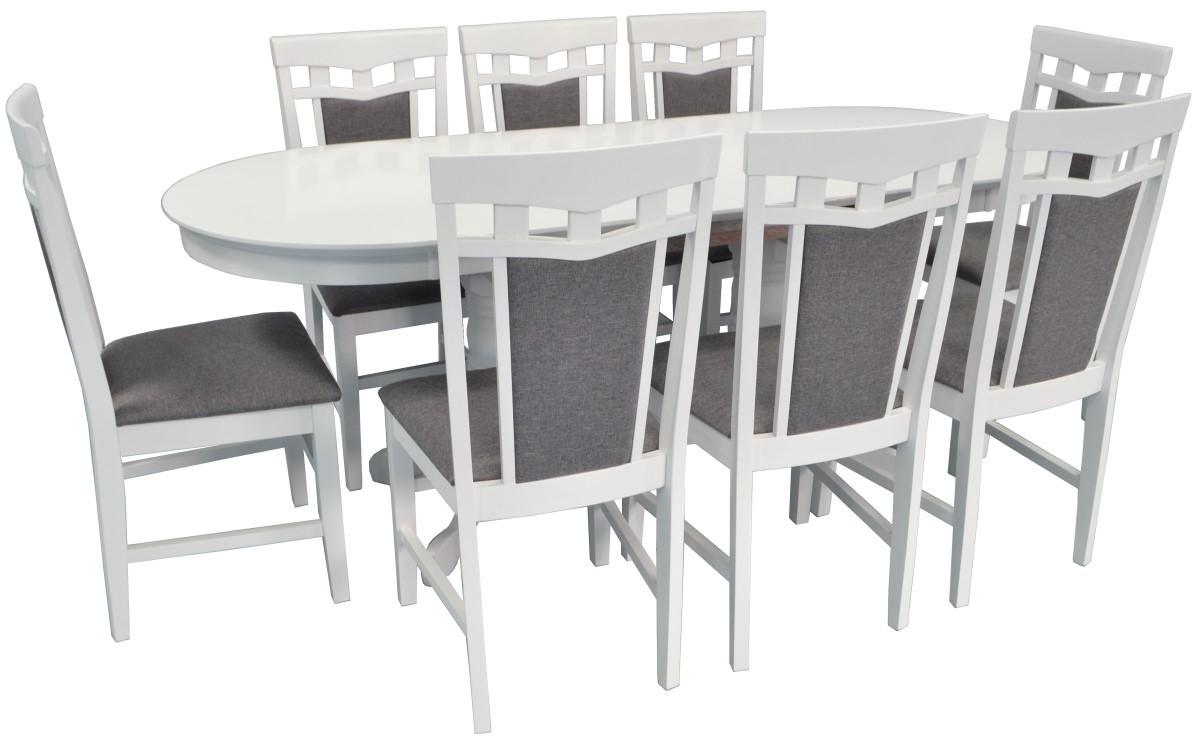 Набор стол и стулья Evelin HV-31N White + 8 стула DEPPA R White/NV-10WP Grey