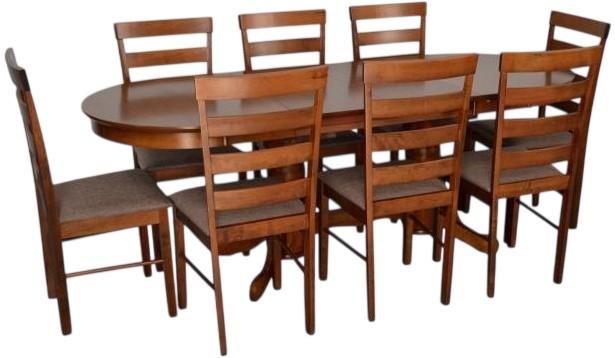 Набор стол и стулья Evelin HV-31N Burnish Oak + 8 стульев GLORIA Burnish Oak / Ekea12 Dark Brown