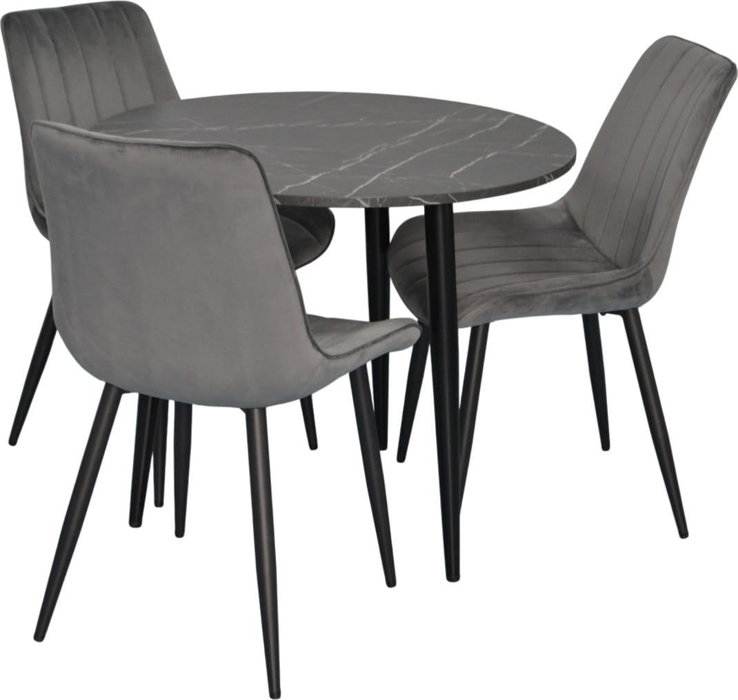 Set de masa si scaune Evelin DT 404-6B + 3 scaune YTC-055 B / BLUVEL-14 (Dark Grey)