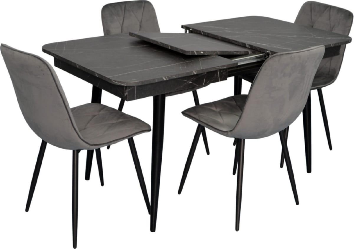Набор стол и стулья Evelin DT 431-3R B + 4 стула YTC-080B BLUVEL-14 (Dark Grey)