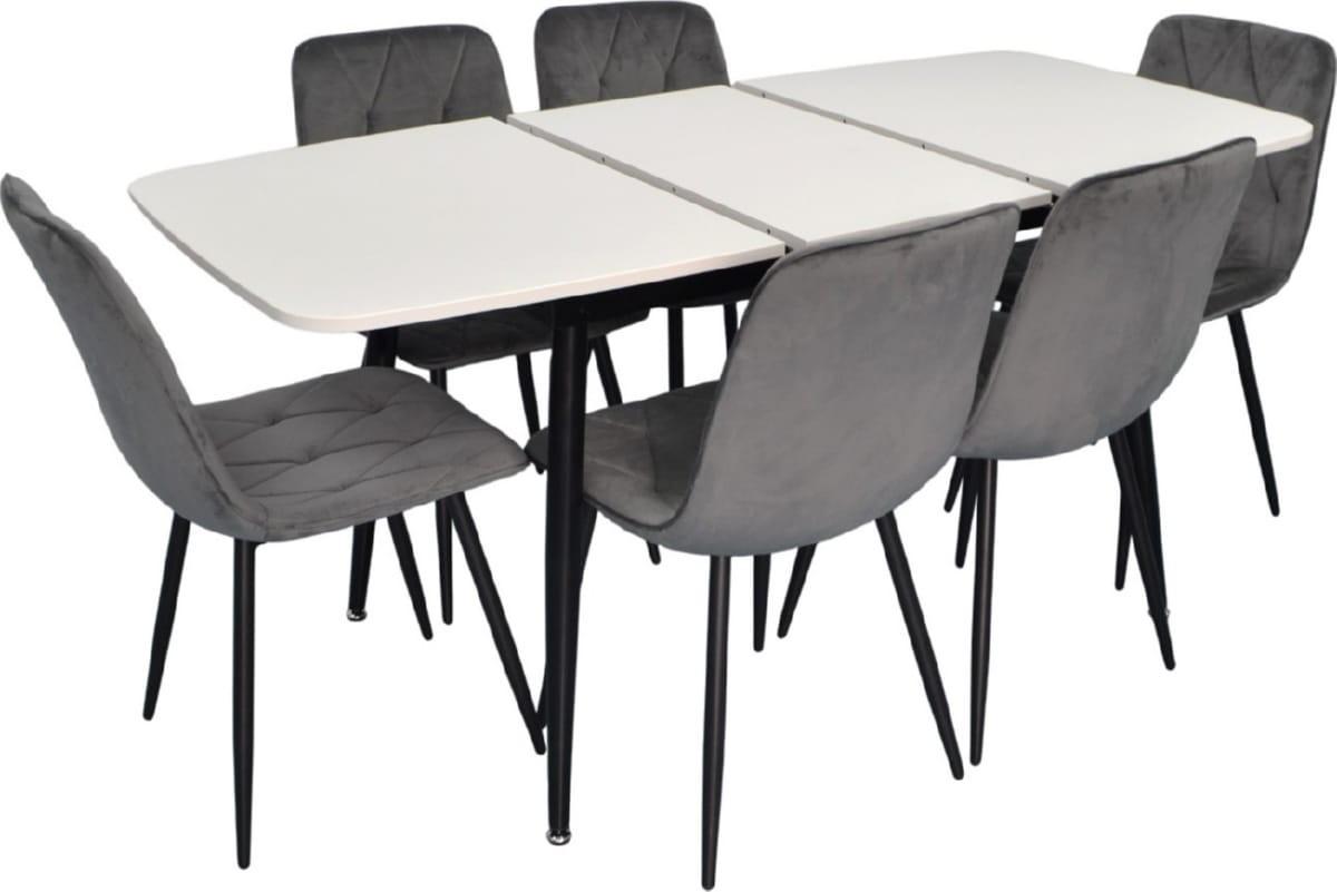Set de masa si scaune Evelin DT 532R B + 6 scaune YTC-080 B / BLUVEL-14 (Dark Grey)