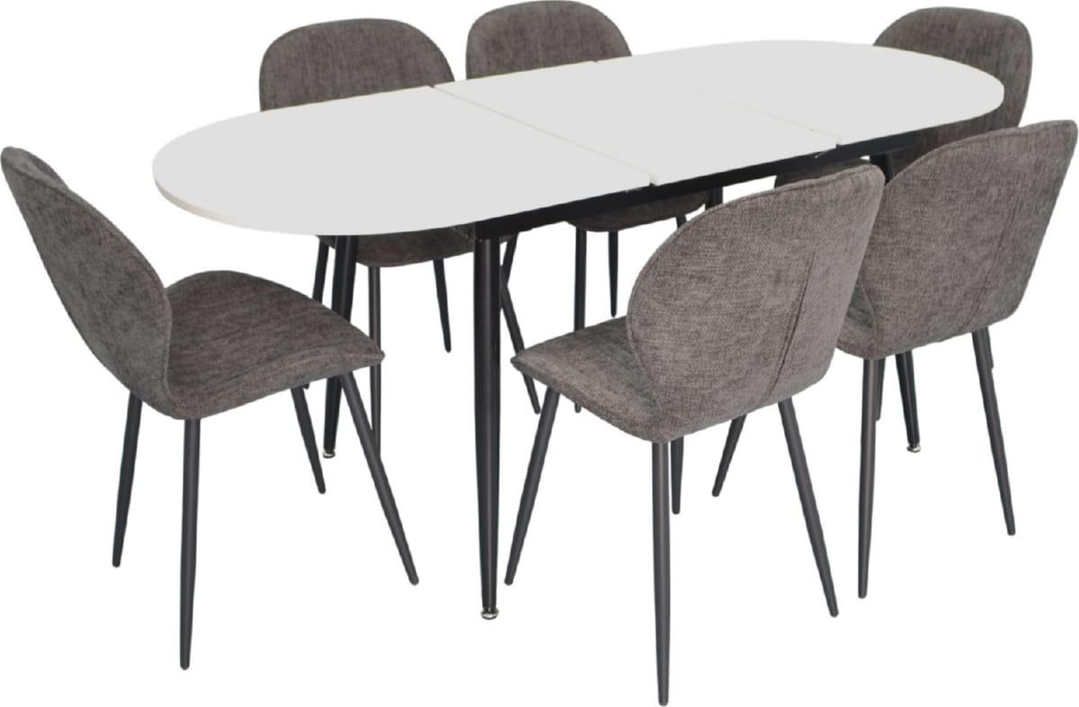 Set de masa si scaune Evelin DT 533R B + 6 scaune YTC-064 B / UF885-15 (Dark Grey)
