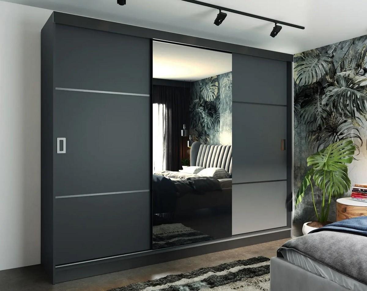 Dulap-cupe Prime Furniture Retro 3 Grafit/Negru