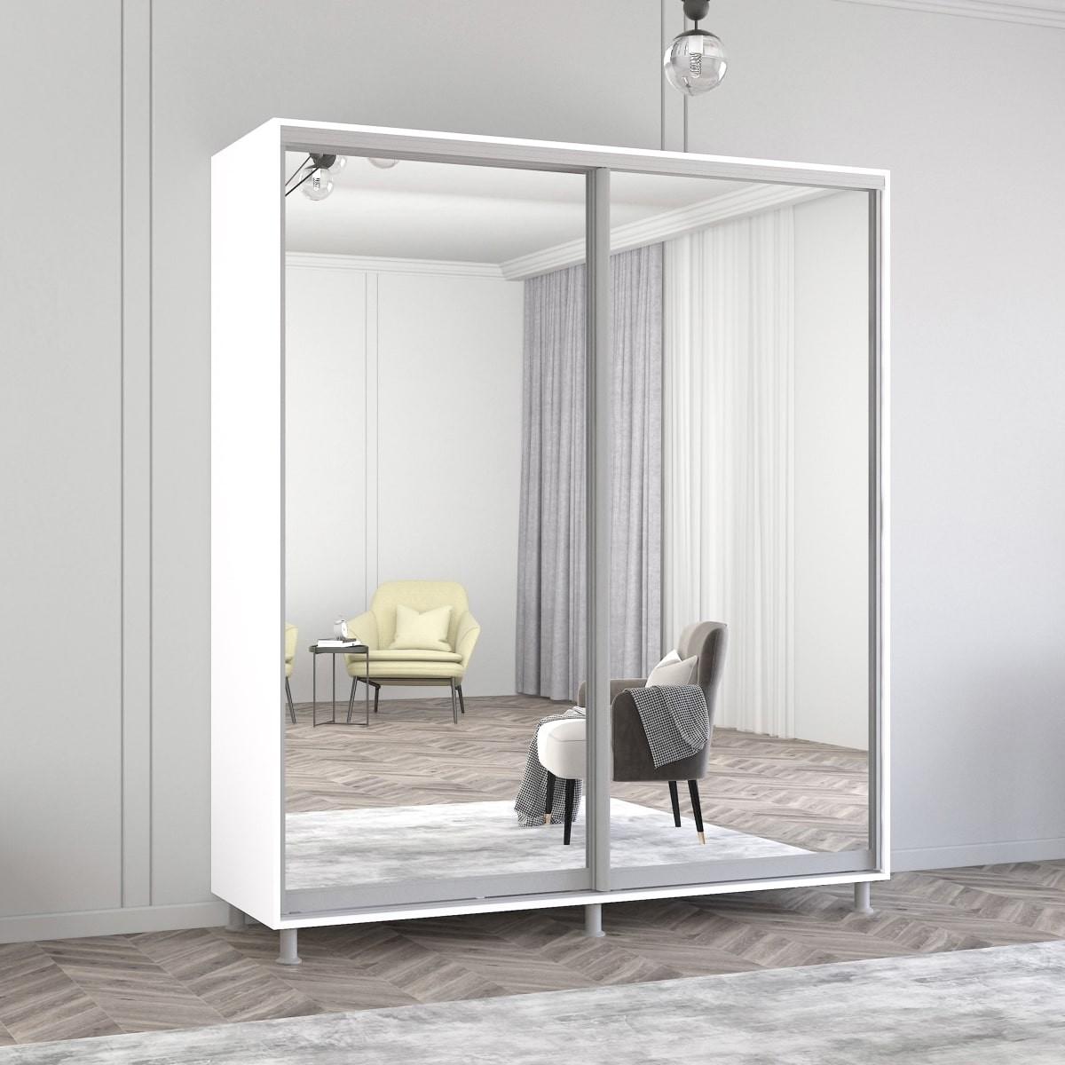 Шкаф-купе Mobildor Lux Aron 200 (2 зеркала) Белый