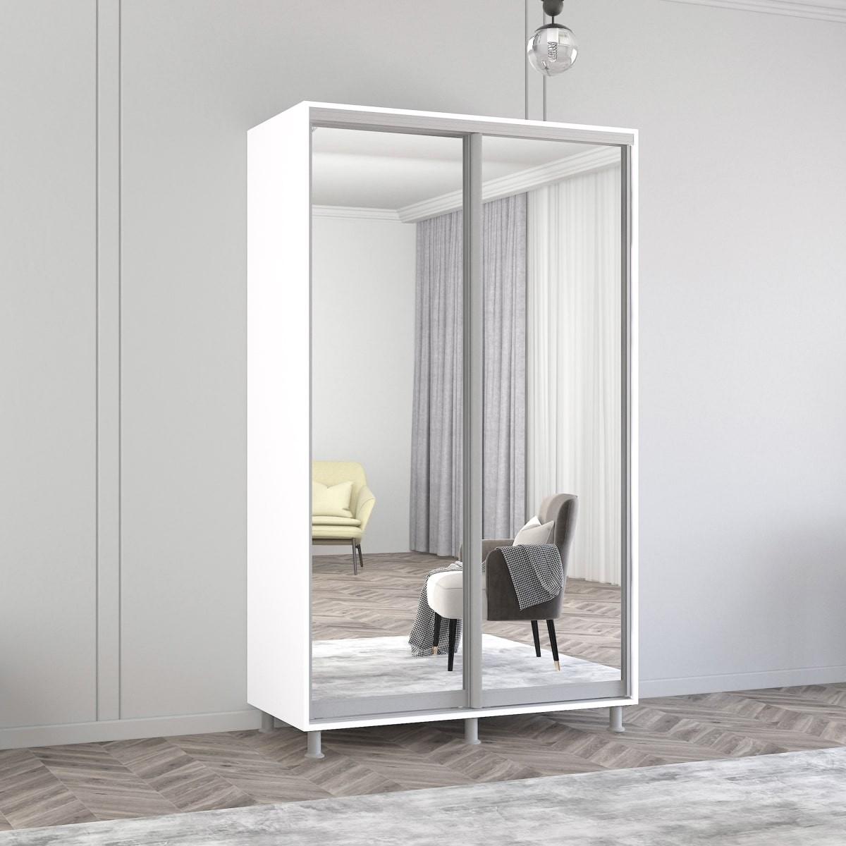 Шкаф-купе Mobildor Lux Aron 130 (2 зеркало) Белый