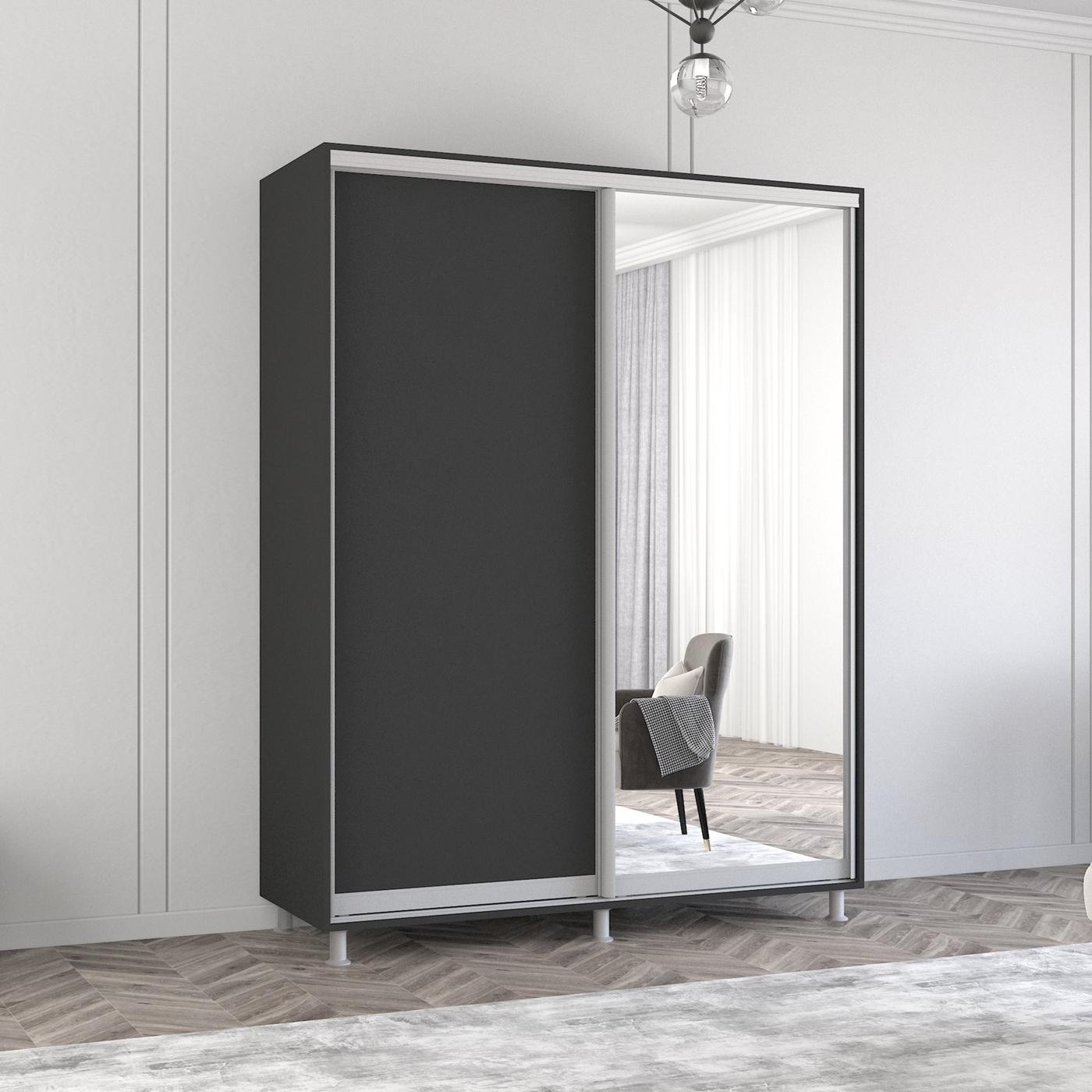 Dulap-cupe Mobildor Lux Aron 150 (1 oglinda, 1 PAL) Antracit