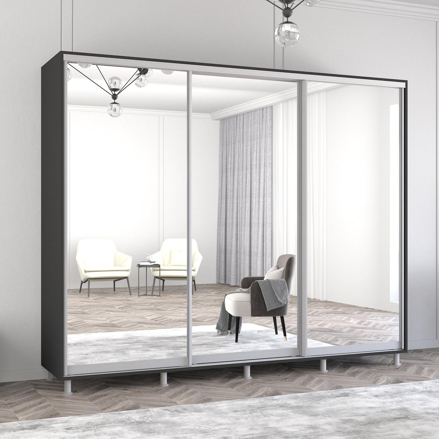 Dulap-cupe Mobildor Lux Aron 240 (3 oglinzi) Antracit