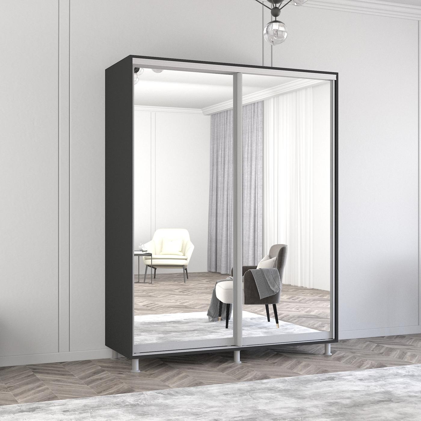 Dulap-cupe Mobildor Lux Aron 160 (2 oglinzi) Antracit
