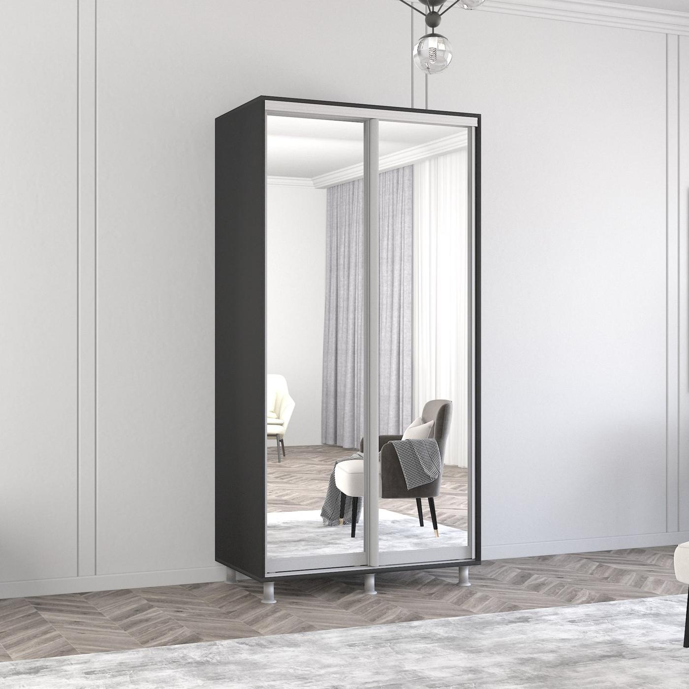 Шкаф-купе Mobildor Lux Aron 120 (2 зеркала) Антрацит