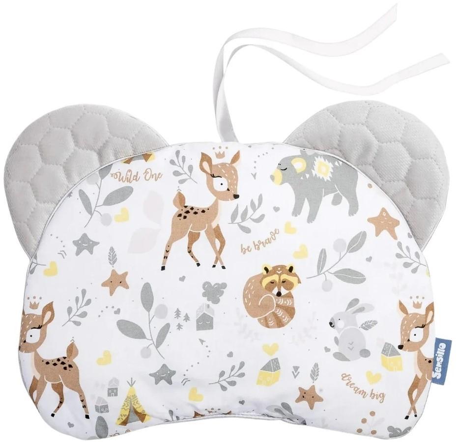 Подушка Sensillo Velvet Forest Story White&Grey