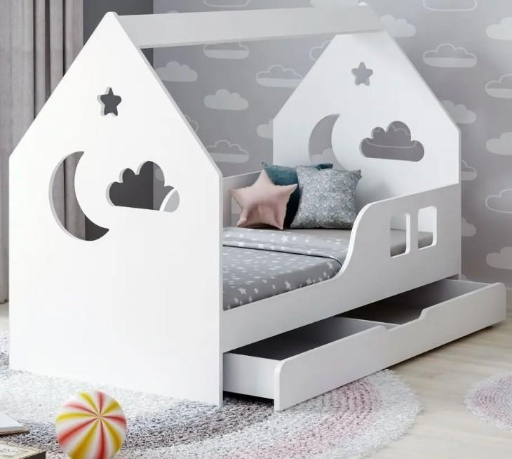 Детская кровать Happy Babies Cloud L04 с выдвижным ящиком 80x160 Белый
