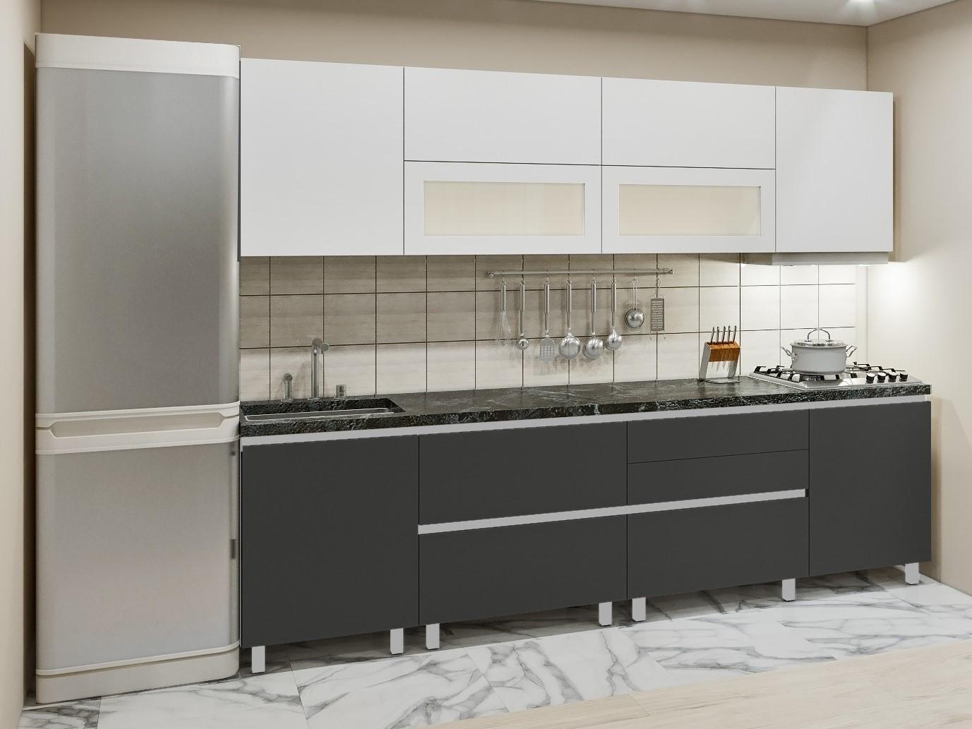 Кухонный гарнитур PS Гола-5 (Trendy Panel) 2.8 м White(Белый)/Storm Grey(Серый)