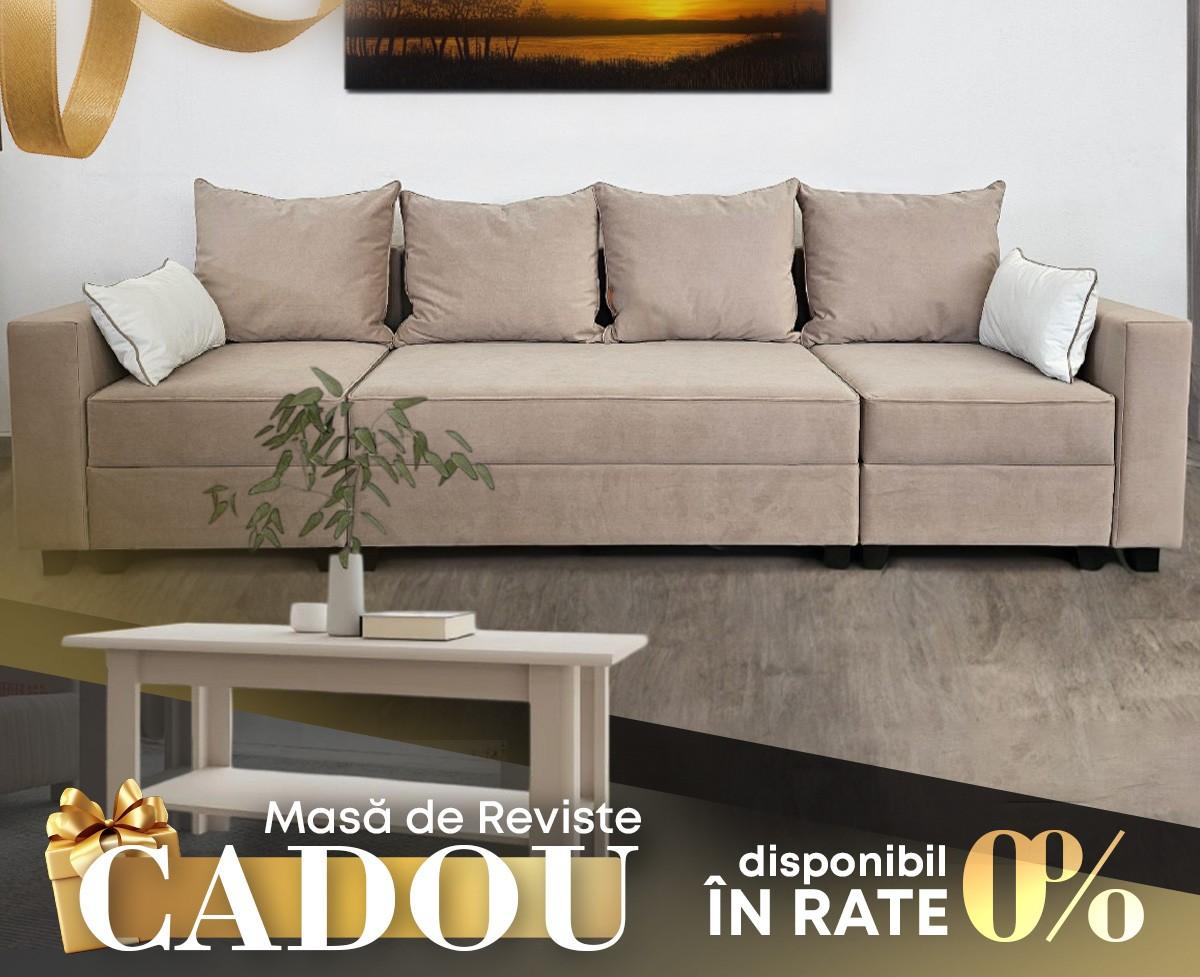 Canapea Polimobil Rimini 3 Beige/Brown
