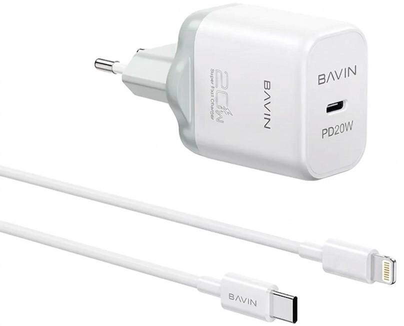 Зарядное устройство для телефона BAVIN PC2106L-20W-PD Cable Type-C to Lightning White