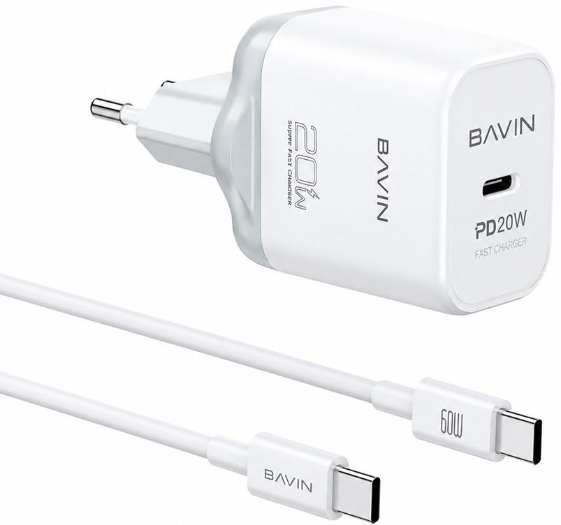 Зарядное устройство для телефона BAVIN PC2106Y-20W + Cable Type-C to Type-C