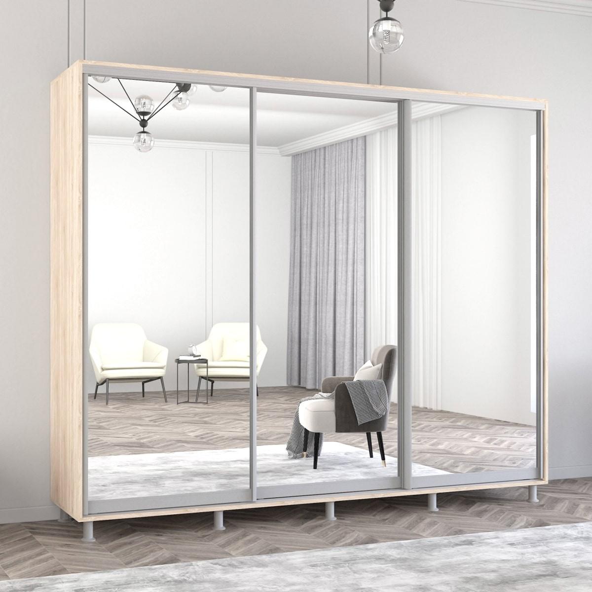 Dulap-cupe Mobildor Lux Aron 260 (3 oglinzi) Stejar Sonoma