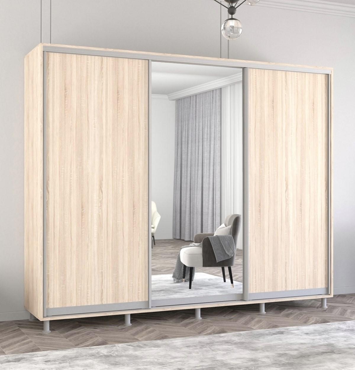 Шкаф-купе Mobildor Lux Aron 260 (1 зеркало, 2 ДСП) Дуб Сонома